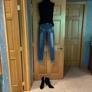 Fringe bottom skinny jeans